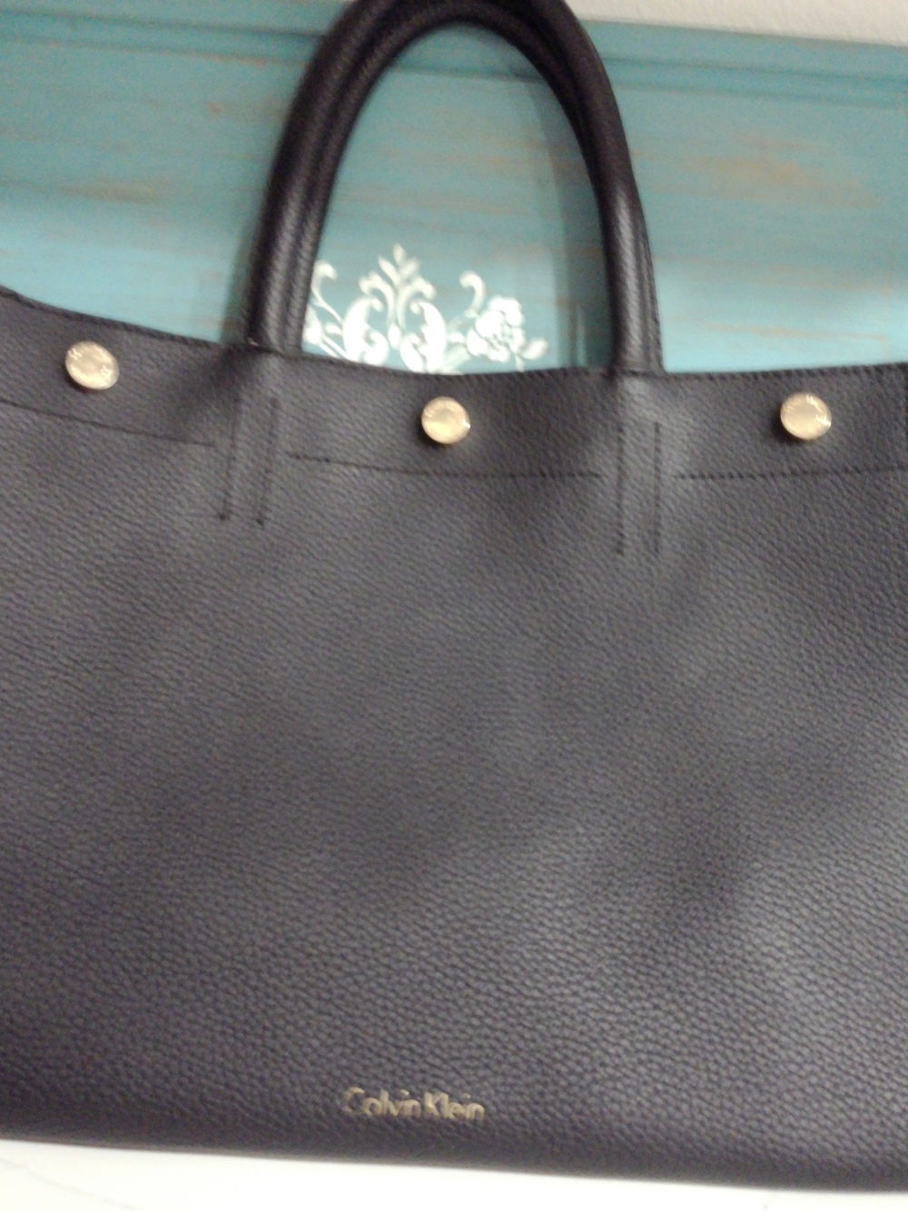 Calvin Klein Black Pebbled Leather Tote Bag